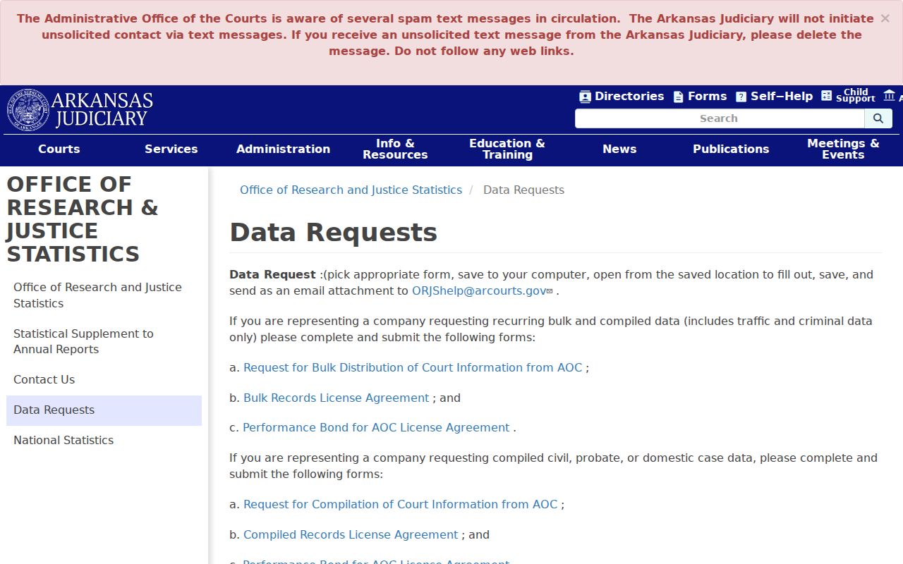 Marion County case search AOC compiled data request information