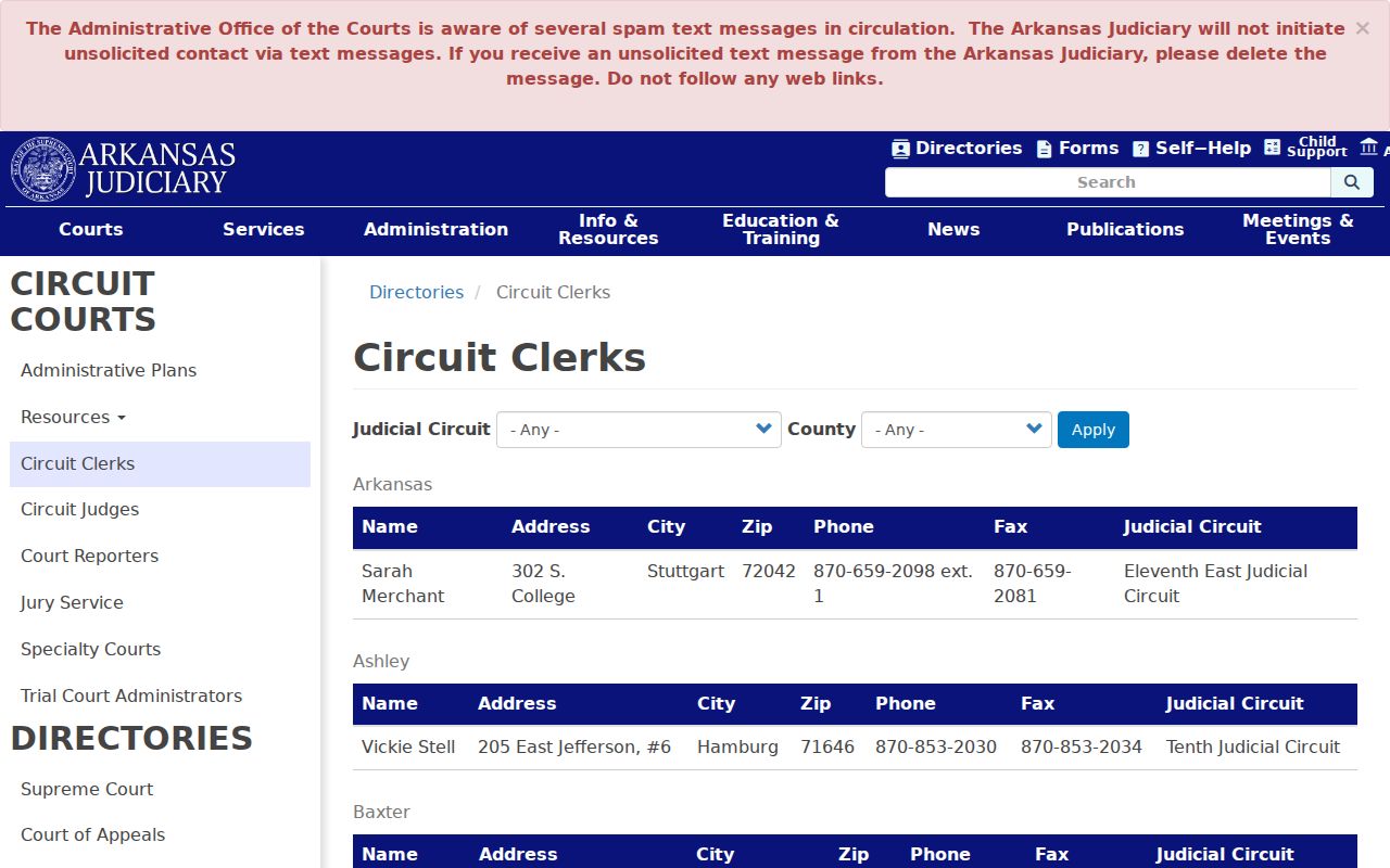Marion County case search statewide Circuit Clerk directory