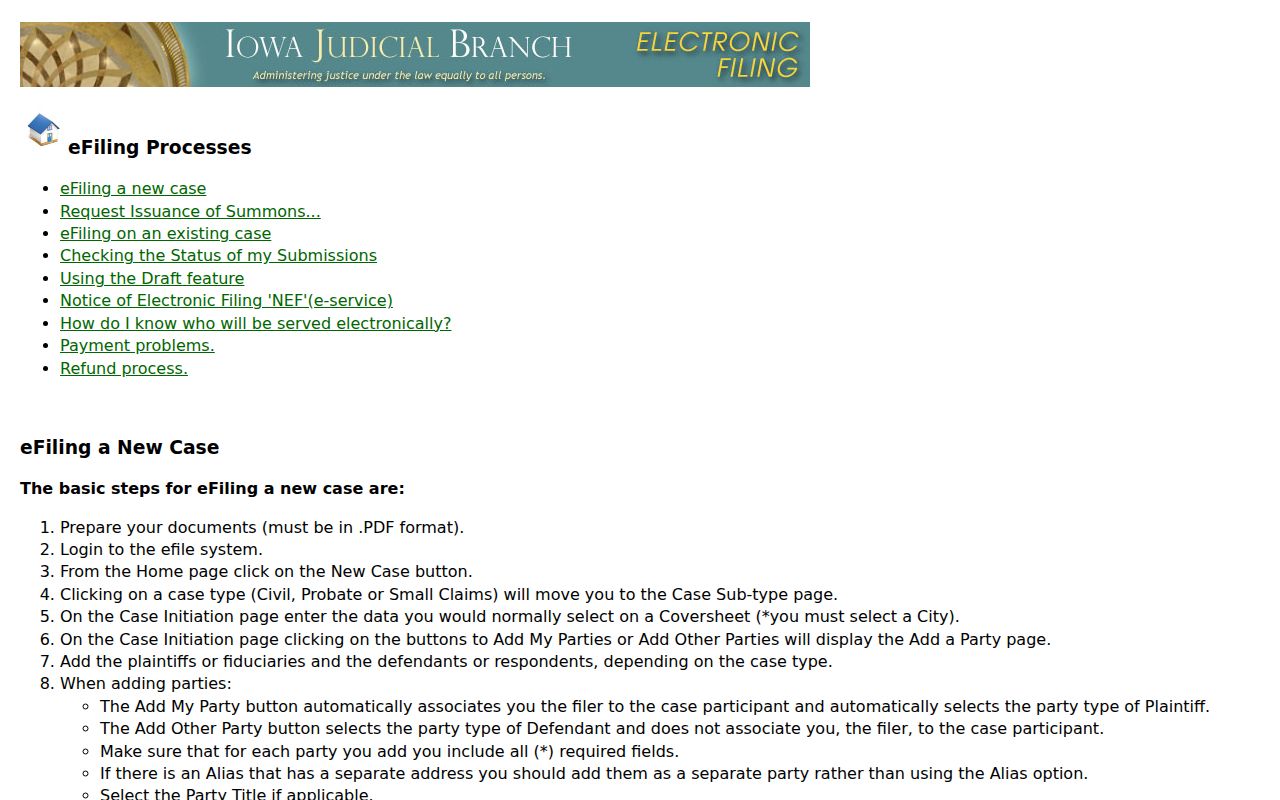 Marion County civil docket eFlex filing workflow