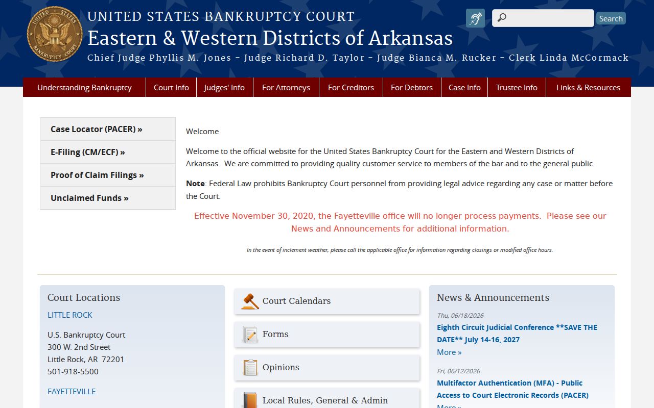 Official bankruptcy court source for Marion County federal court records