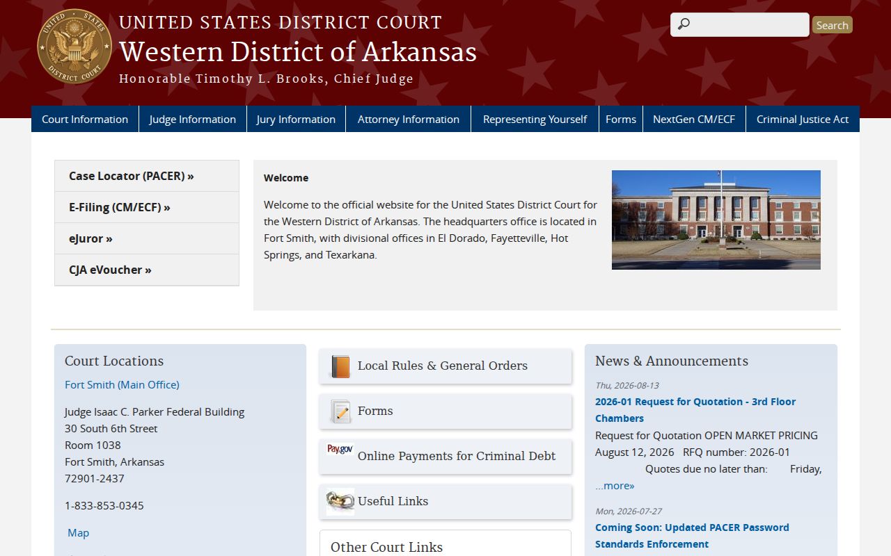 Official Western District of Arkansas source for Marion County federal court records