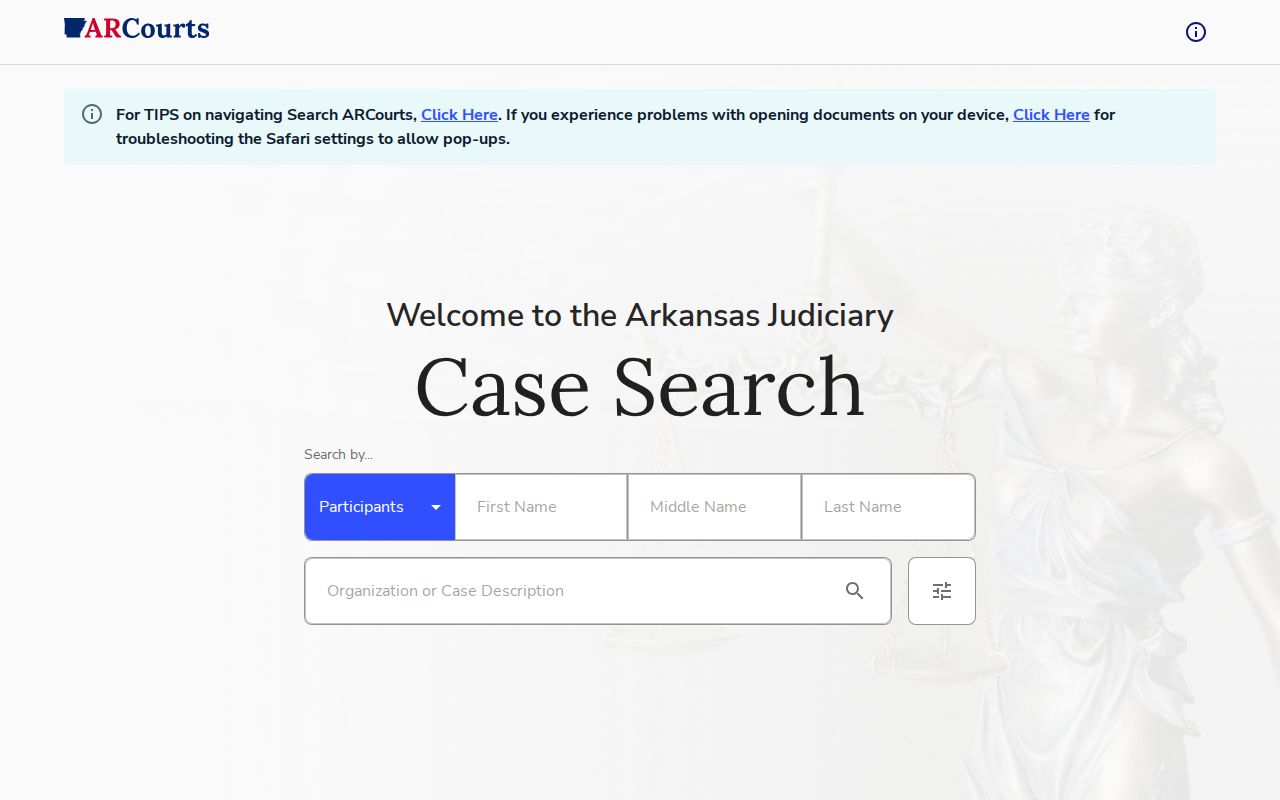Marion County criminal docket Search ARCourts interface