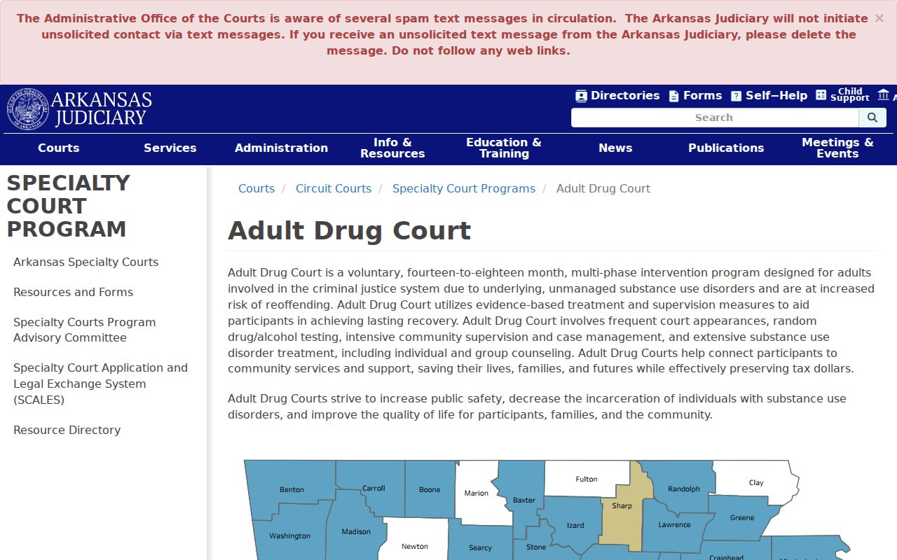 Marion County criminal docket context from Arkansas Adult Drug Court information