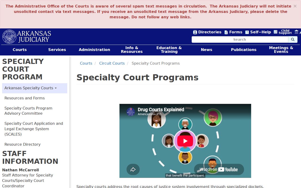 Arkansas specialty court information relevant to Marion County court dockets