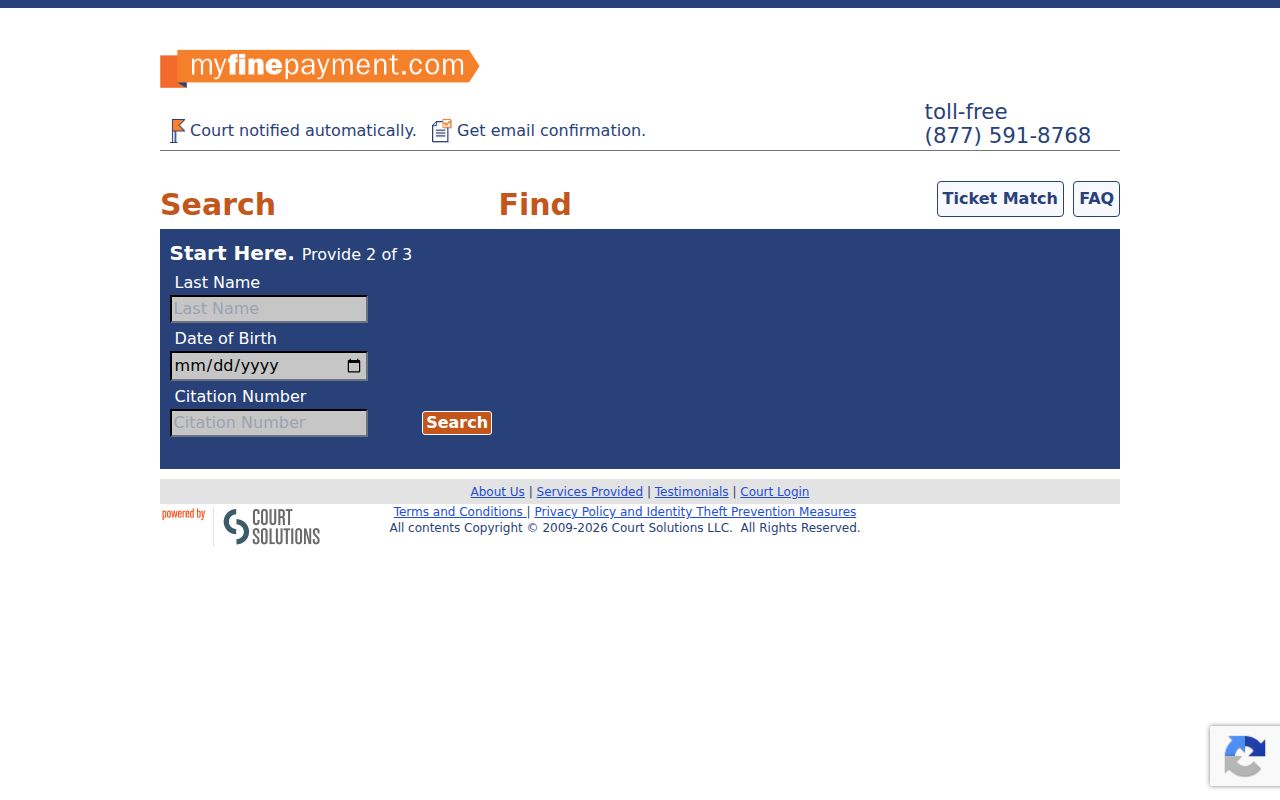 MyFinePayment route for Marion County traffic court records