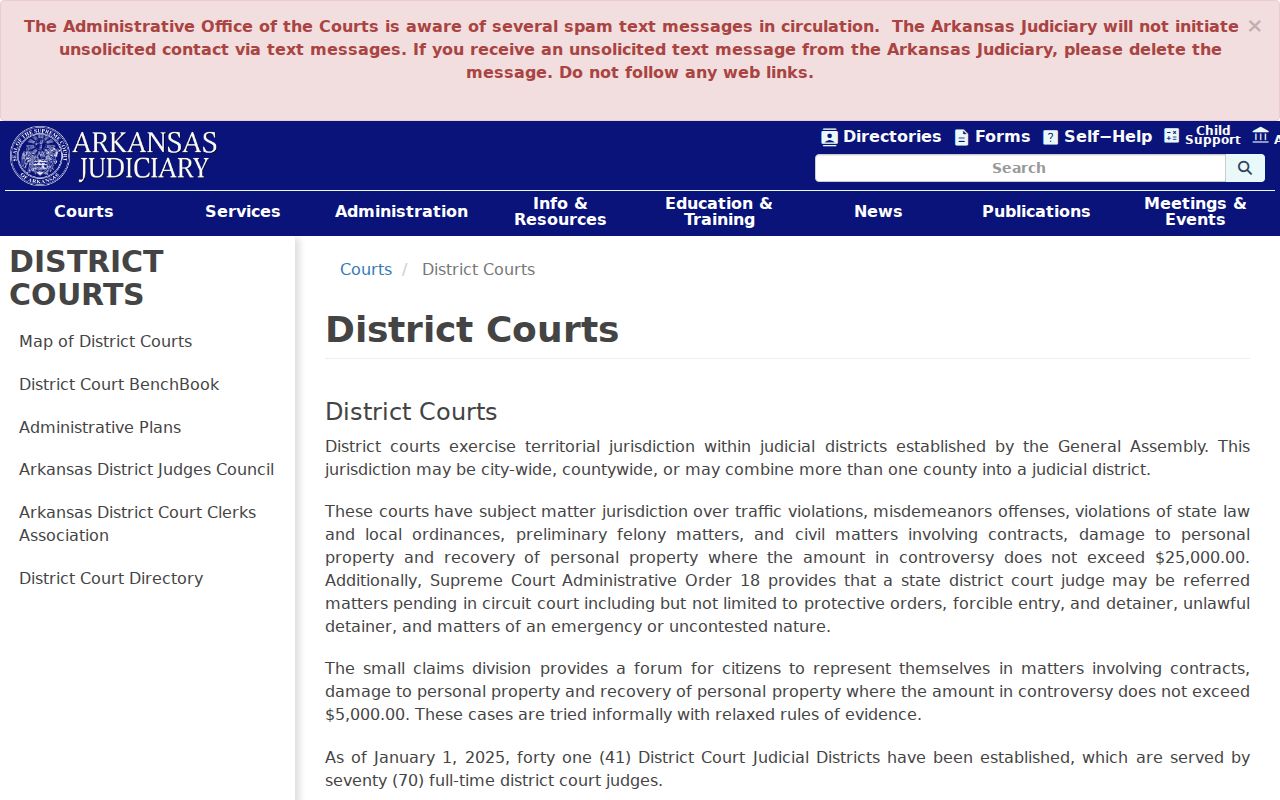 Arkansas District Court jurisdiction for Marion County traffic court records